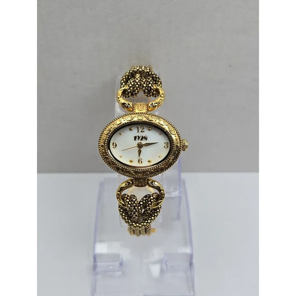 1928 Jewelry Womens Gold Tone Victorian Revival Classic Quartz Watch New Battery